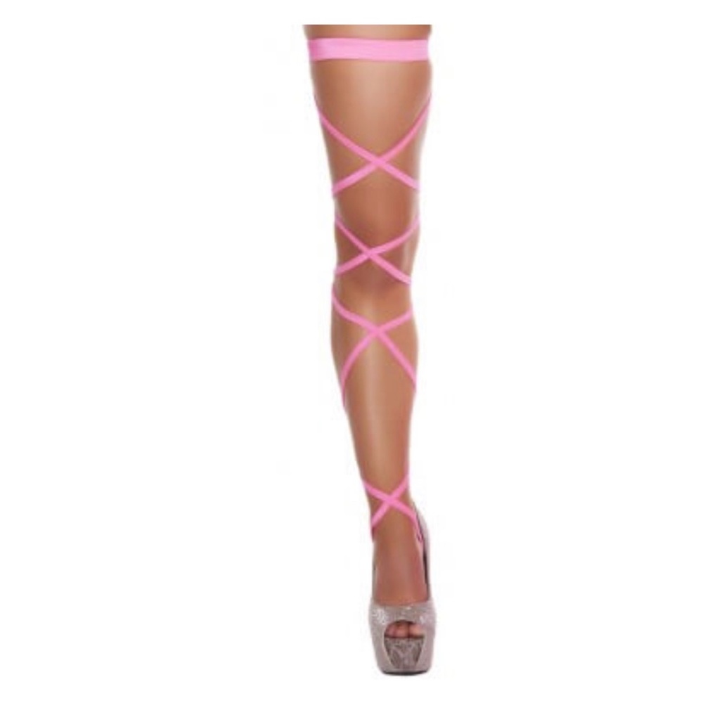 EXOTIC HOT PINK LEG WRAPS WITH THIGH GARTERS 💝